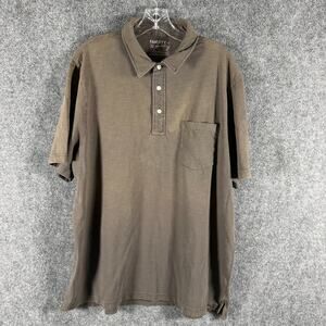 Faherty Sunwashed Polo Shirt Mens XXL Brown Organic Cotton Pocket Short Sleeve